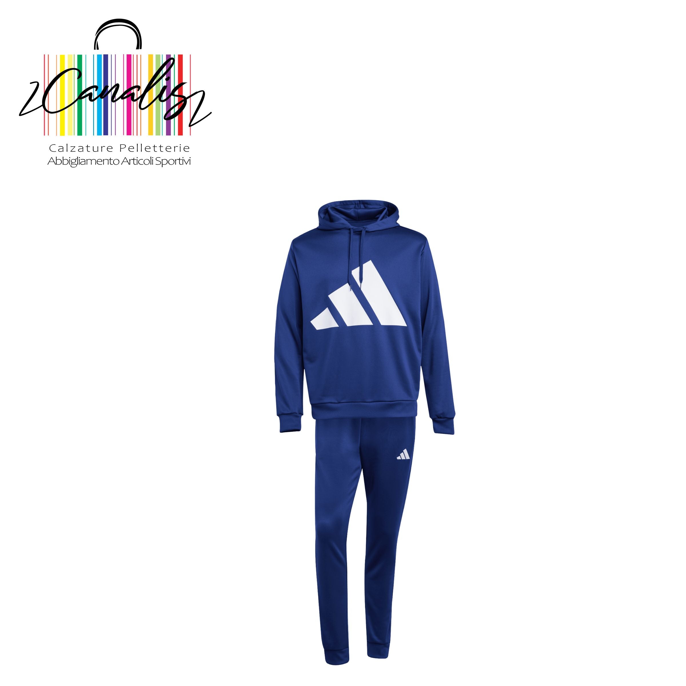 JC5389 M BL FT HD TS DKBLUE Tuta Sportswear Big Logo French Terry Hooded ADIDAS