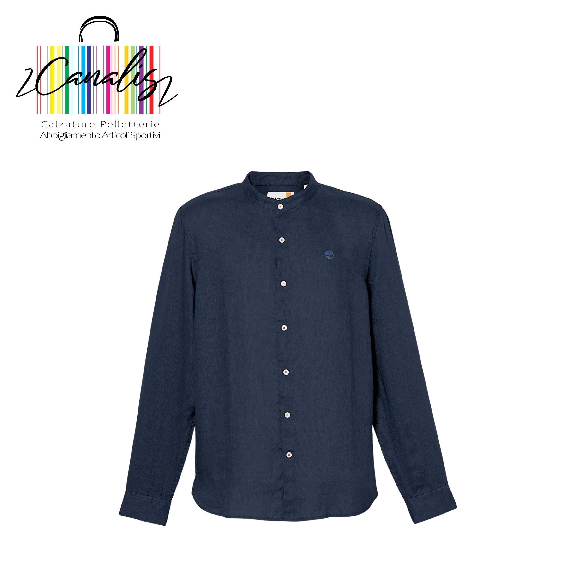 TB0A2DC14331 MBRK Linen Korean Collar Shi NAVY Camicia con Colletto alla Coreana in Lino Mill Brook da Uomo in blu scuro TIMBERLAND