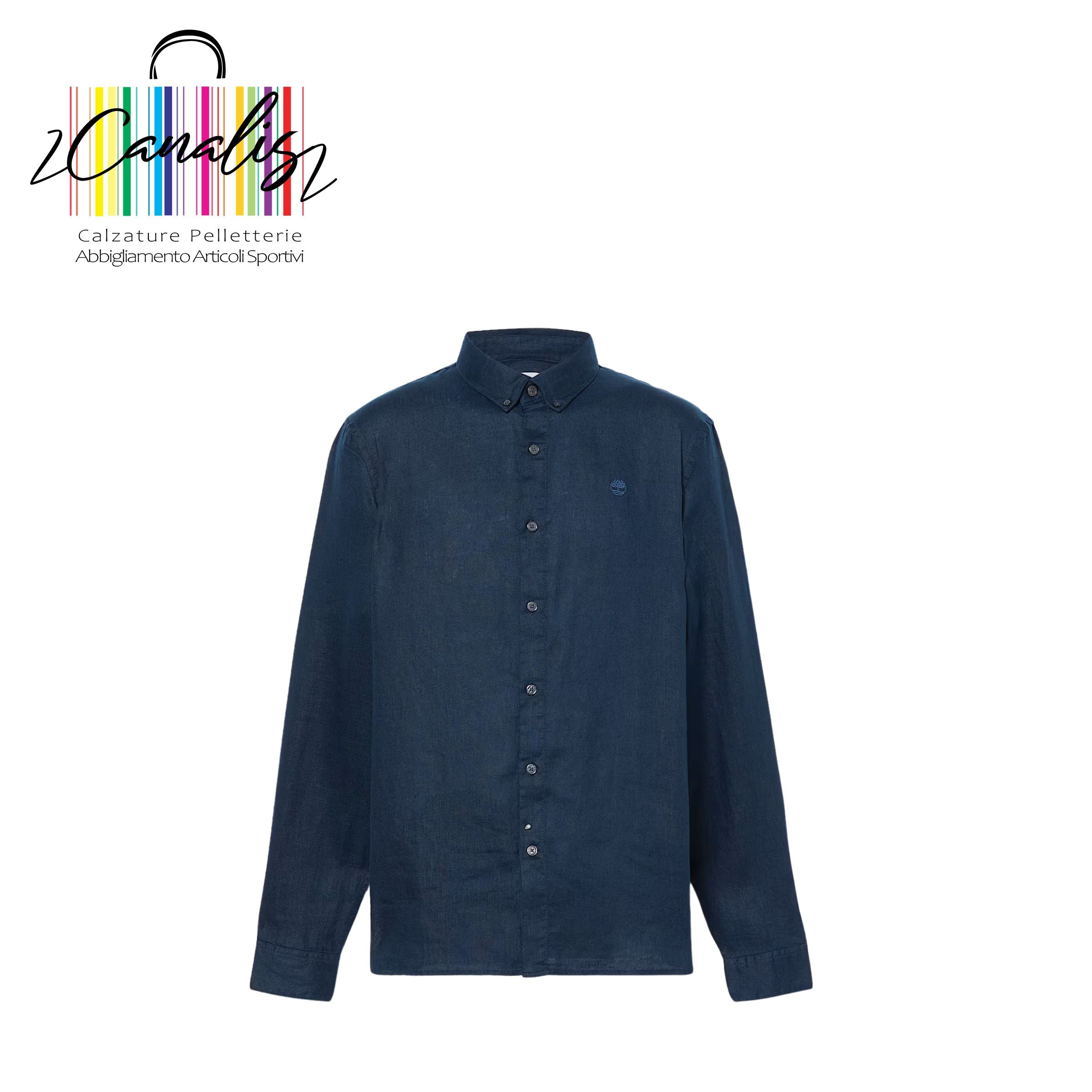 TB0A2DC32881 MBRK Linen Shirt DKBLU Camicia in Lino Mill Brook da Uomo in blu scuro TIMBERLAND