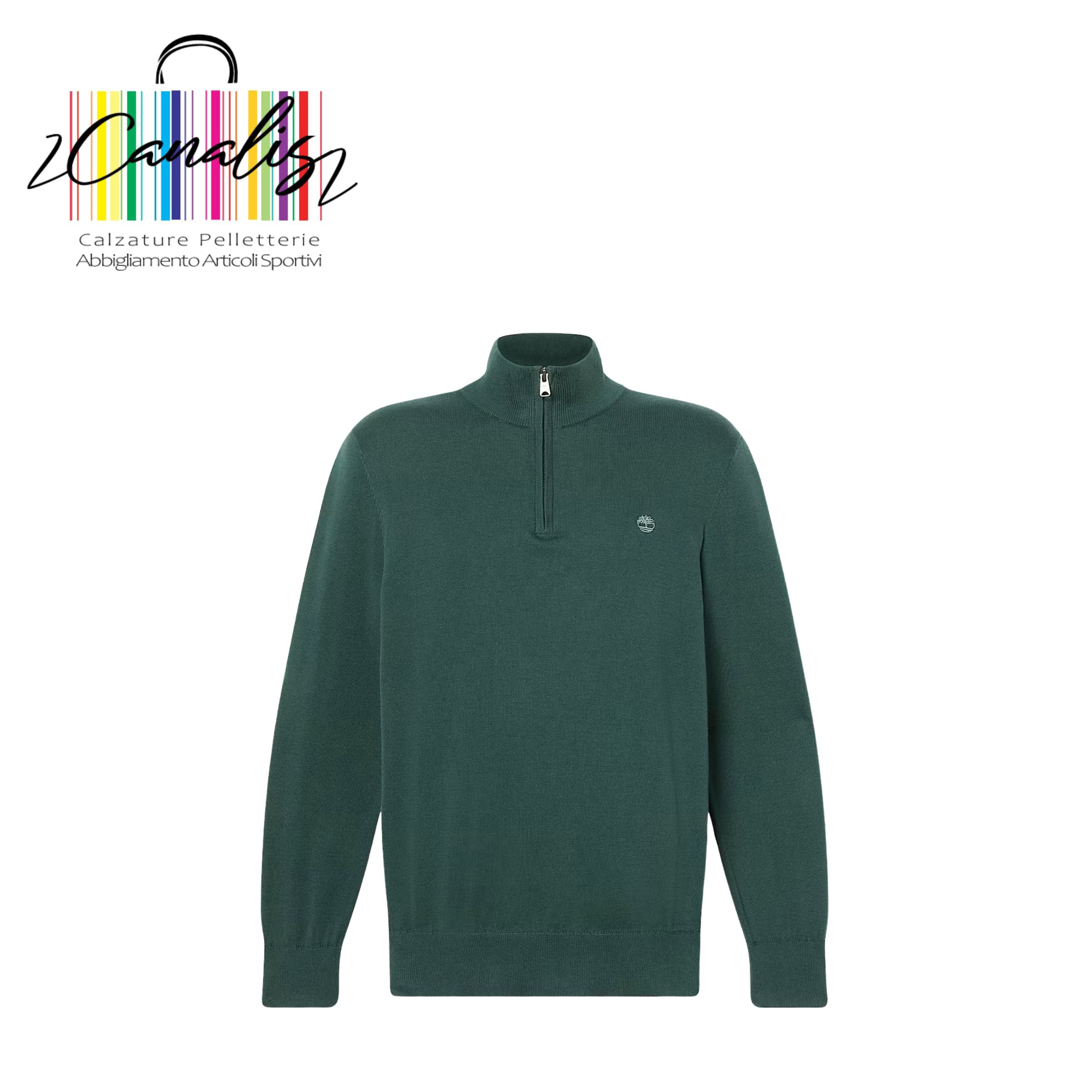 TB0A2BMX3171 WLRV cotton yd 1/4 zip sweater TIMBERLAND Maglione con Zip a un Quarto Williams River da Uomo in verde scuro