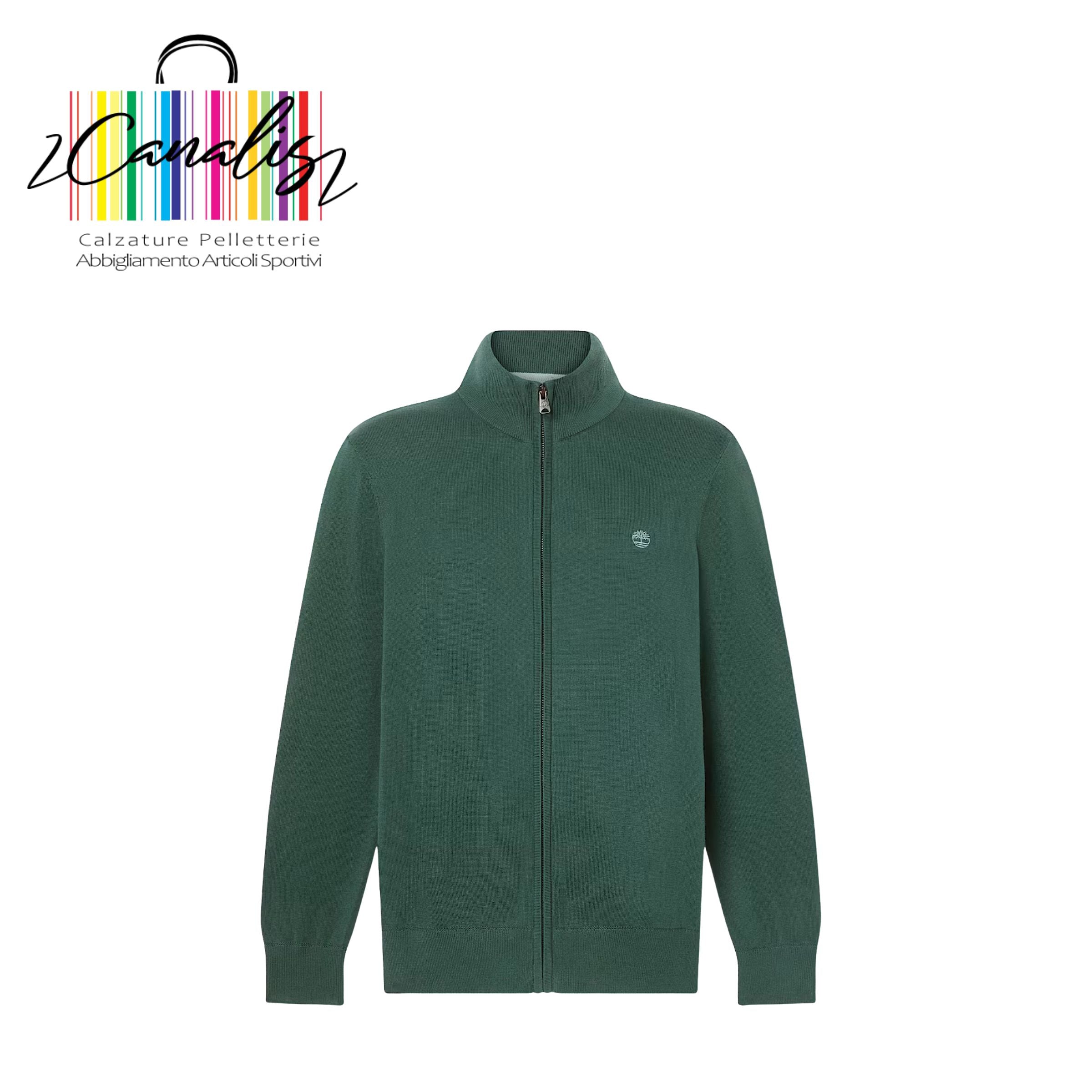 TB0A2BMZ3171 WLRV Cotton YD Full Zip Swea GREE Maglione in Cotone a Zip Intera Williams River da Uomo in verde scuro TIMBERLAND