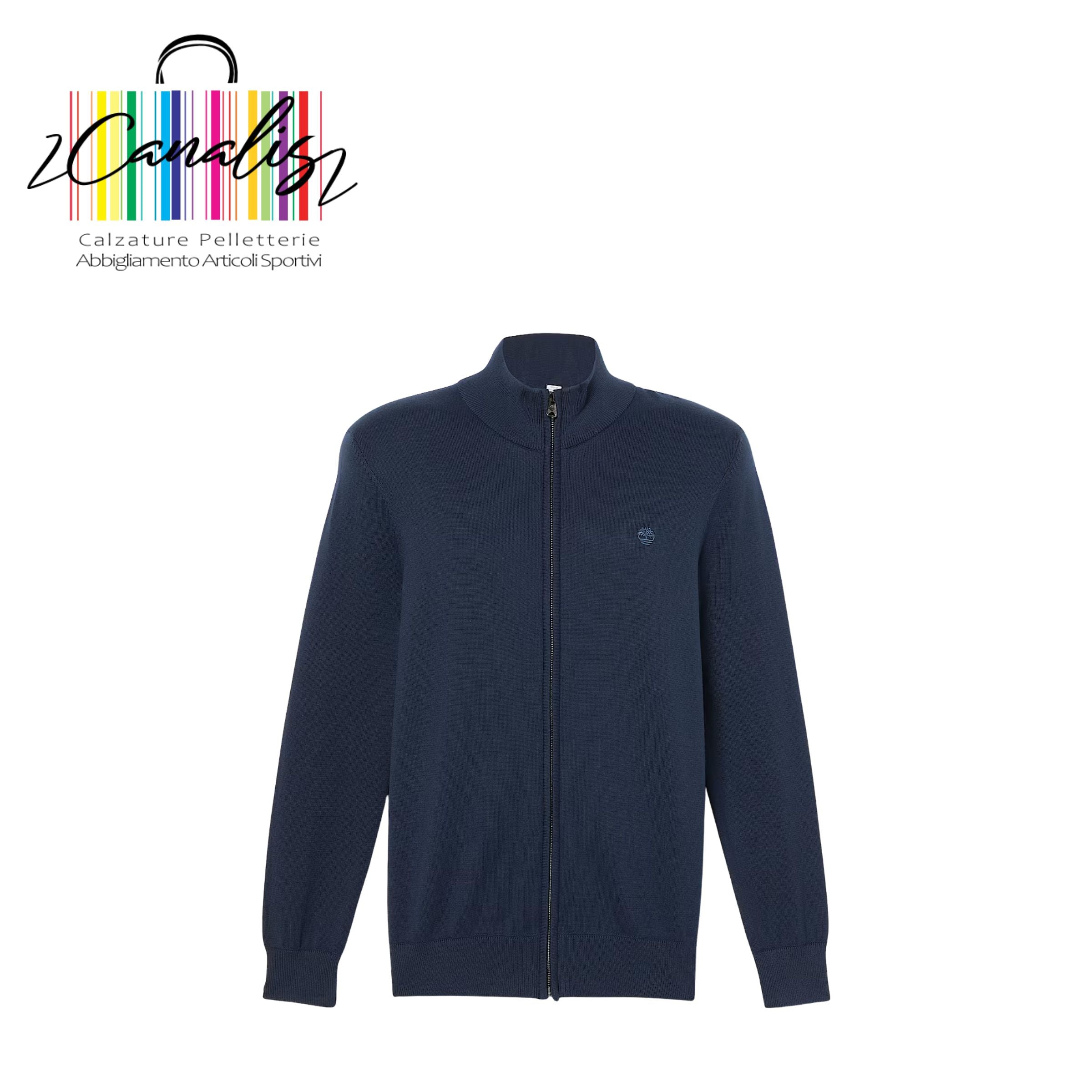 TB0A2BMZZ021 WLRV Cotton YD Full Zip Swea DKBL Maglione in Cotone a Zip Intera Williams River da Uomo in blu scuro TIMBERLAND