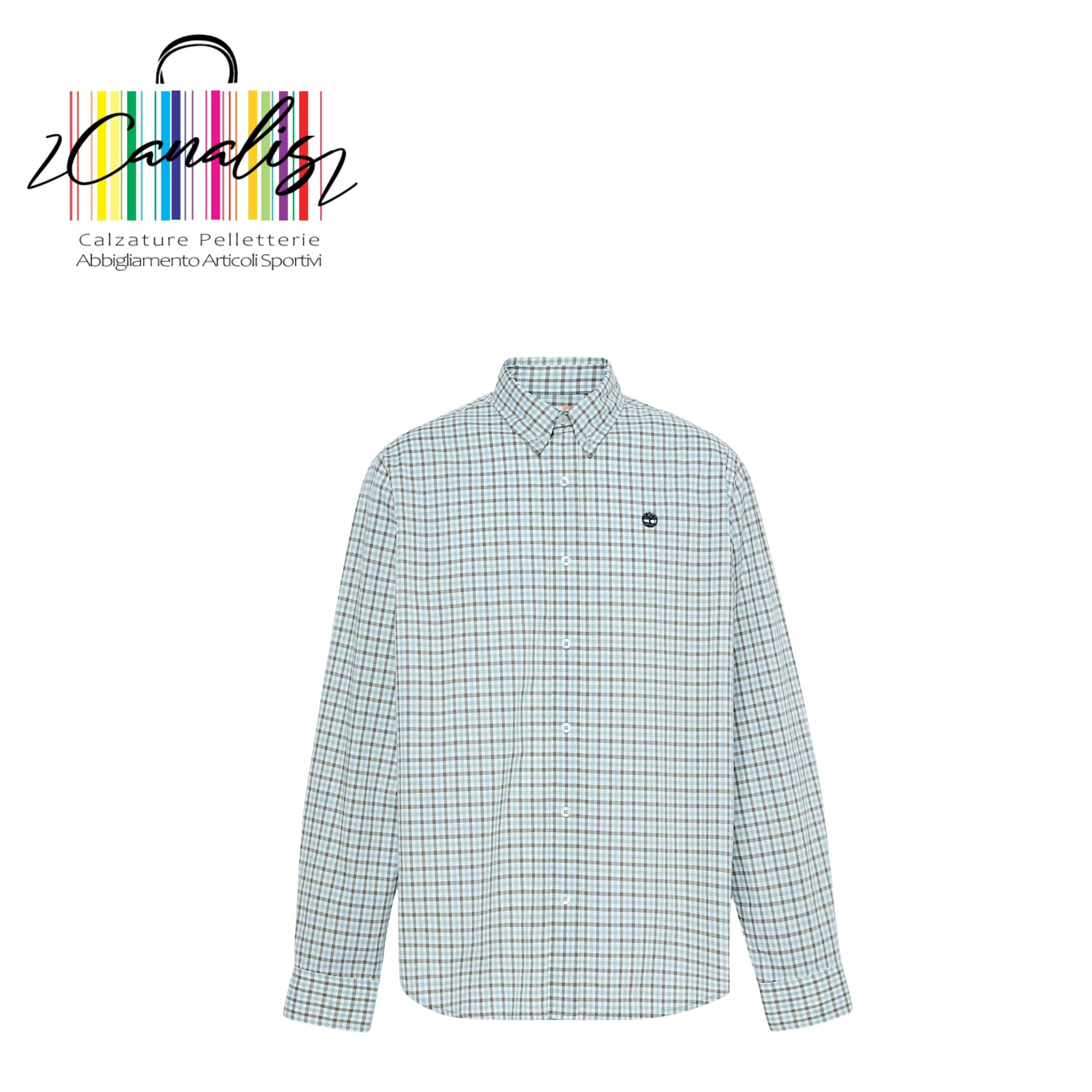 TB0A5M2EEYN1 Stretch Poplin Gingham LTBLU Camicia a Quadretti in Popeline Elasticizzato da Uomo in grigio TIMBERLAND UOMO