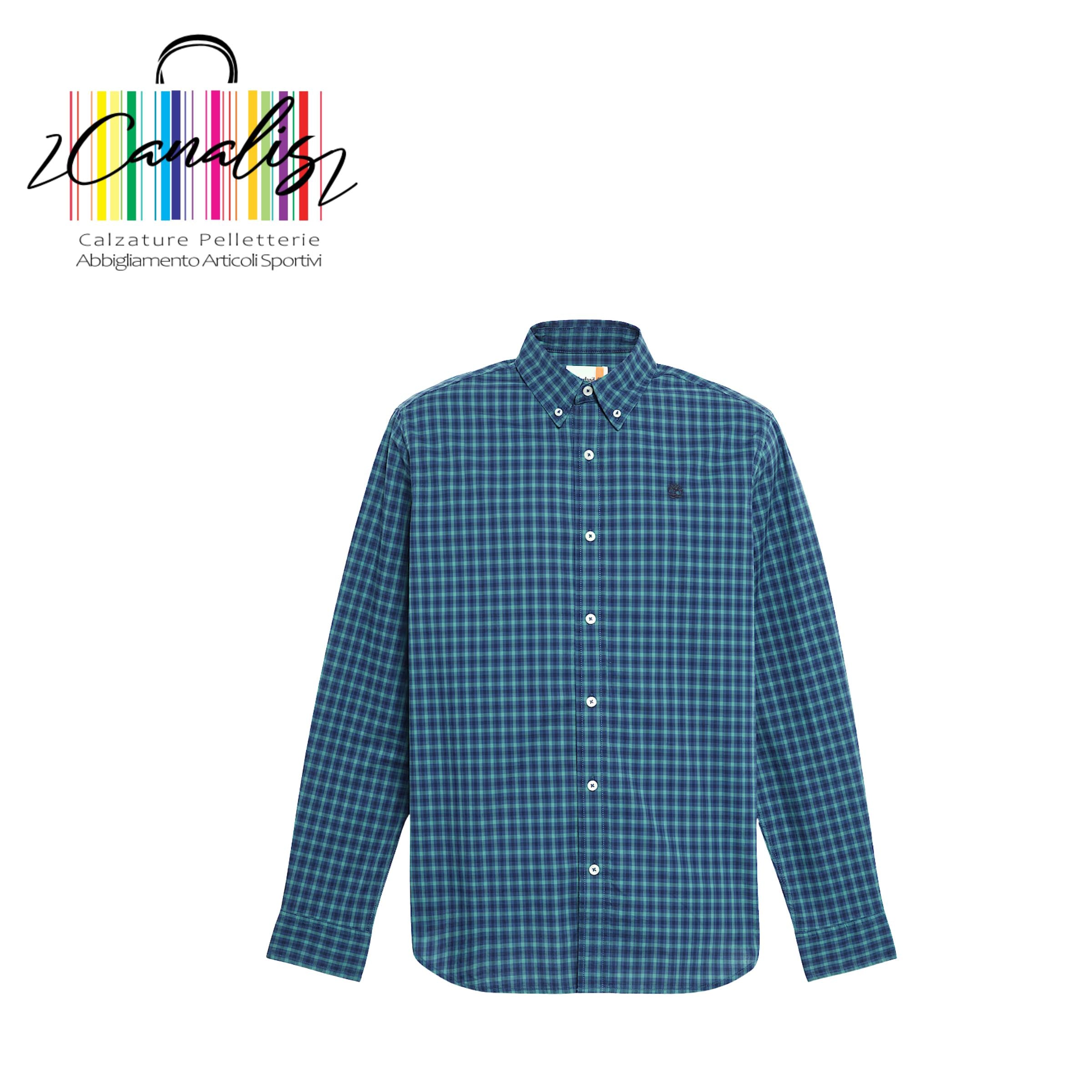 TB0A5M2EG661 Stretch Poplin Gingham DKBLU Camicia a Quadretti in Popeline Elasticizzato da Uomo in blu scuro TIMBERLAND UOMO