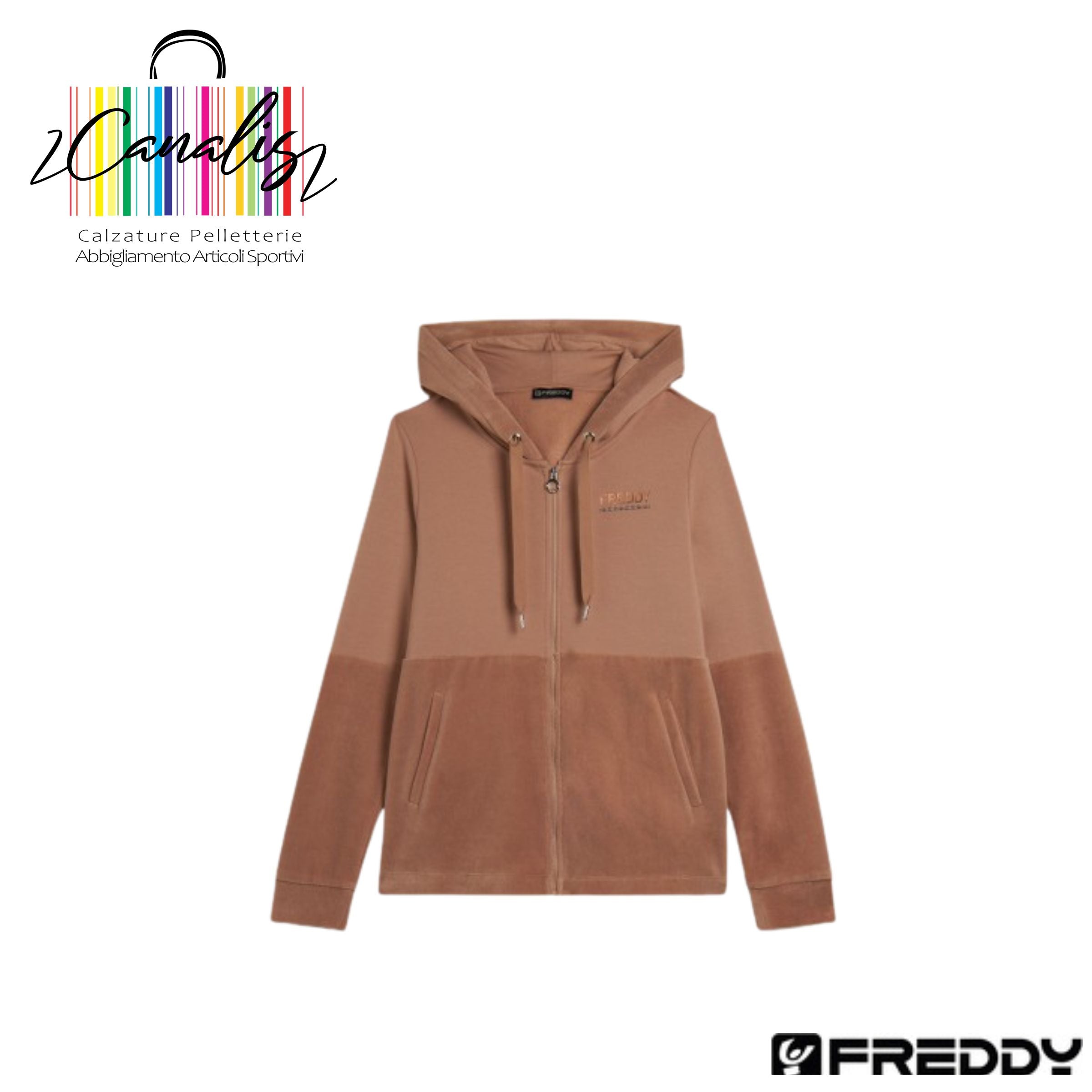 F25WCXS2 Felpa cappuccio e zip da donna con fondo in velluto FREDDY