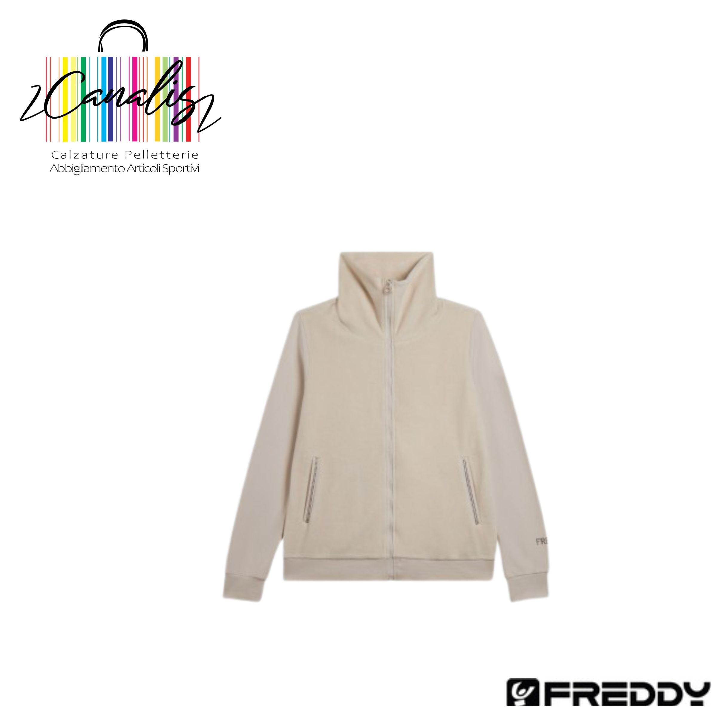 F25WCXS4 Felpa collo alto da donna in velluto con zip e logo strass FREDDY