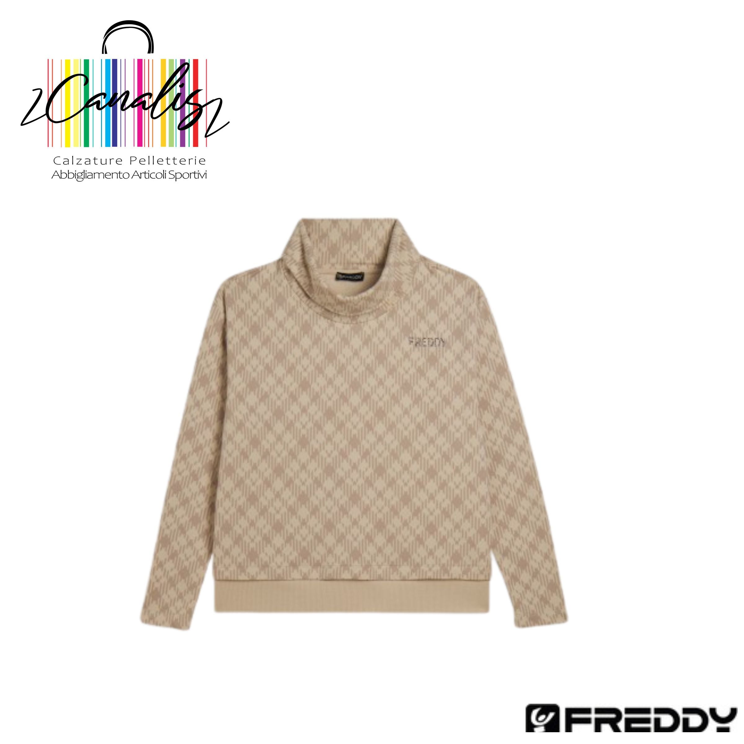 F25WTRS6C Felpa comfort fit fantasia all-over con fondo sovrapposto FREDDY
