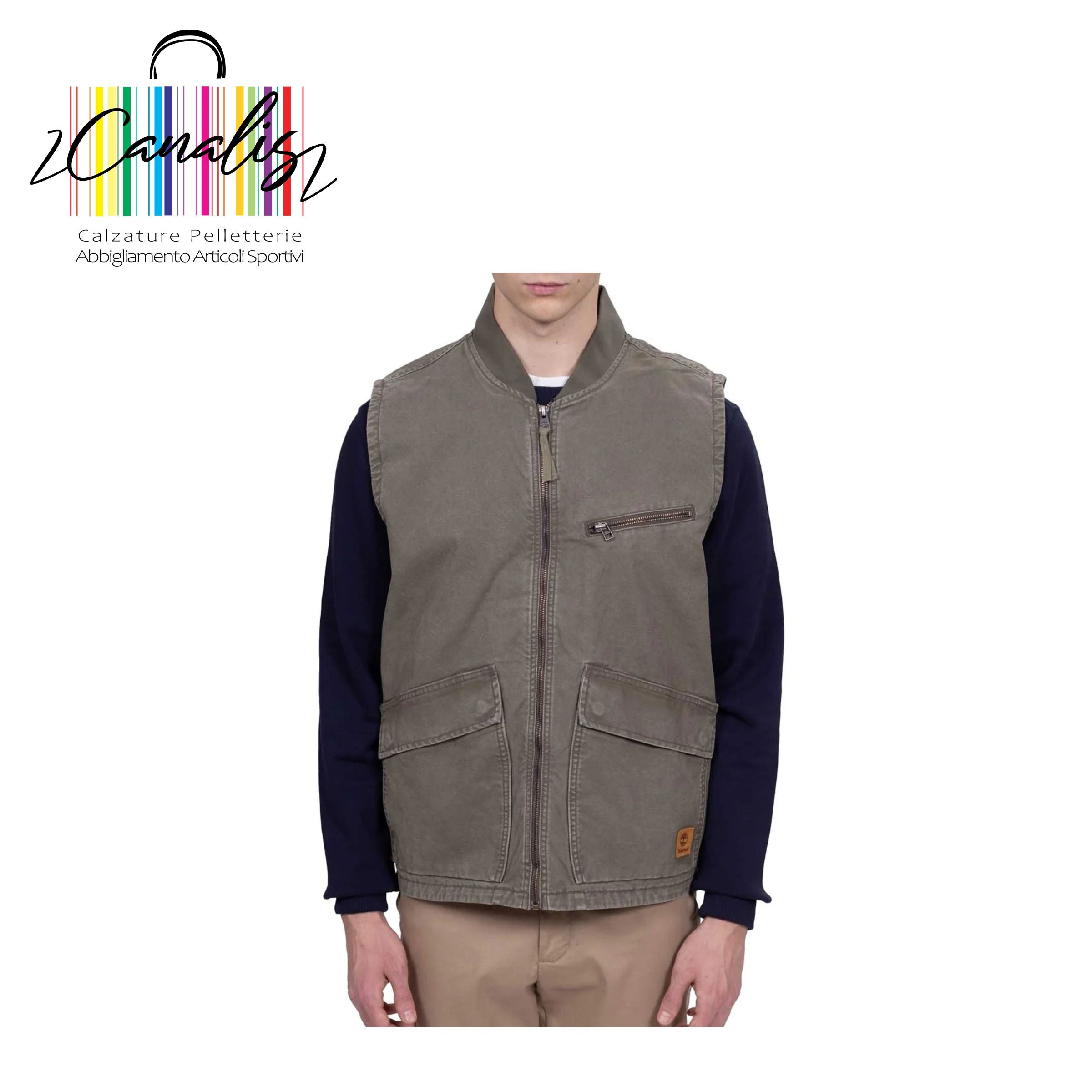 TB0A6GF7A581 Washed Canvas Vest DKGRN gilet timberland