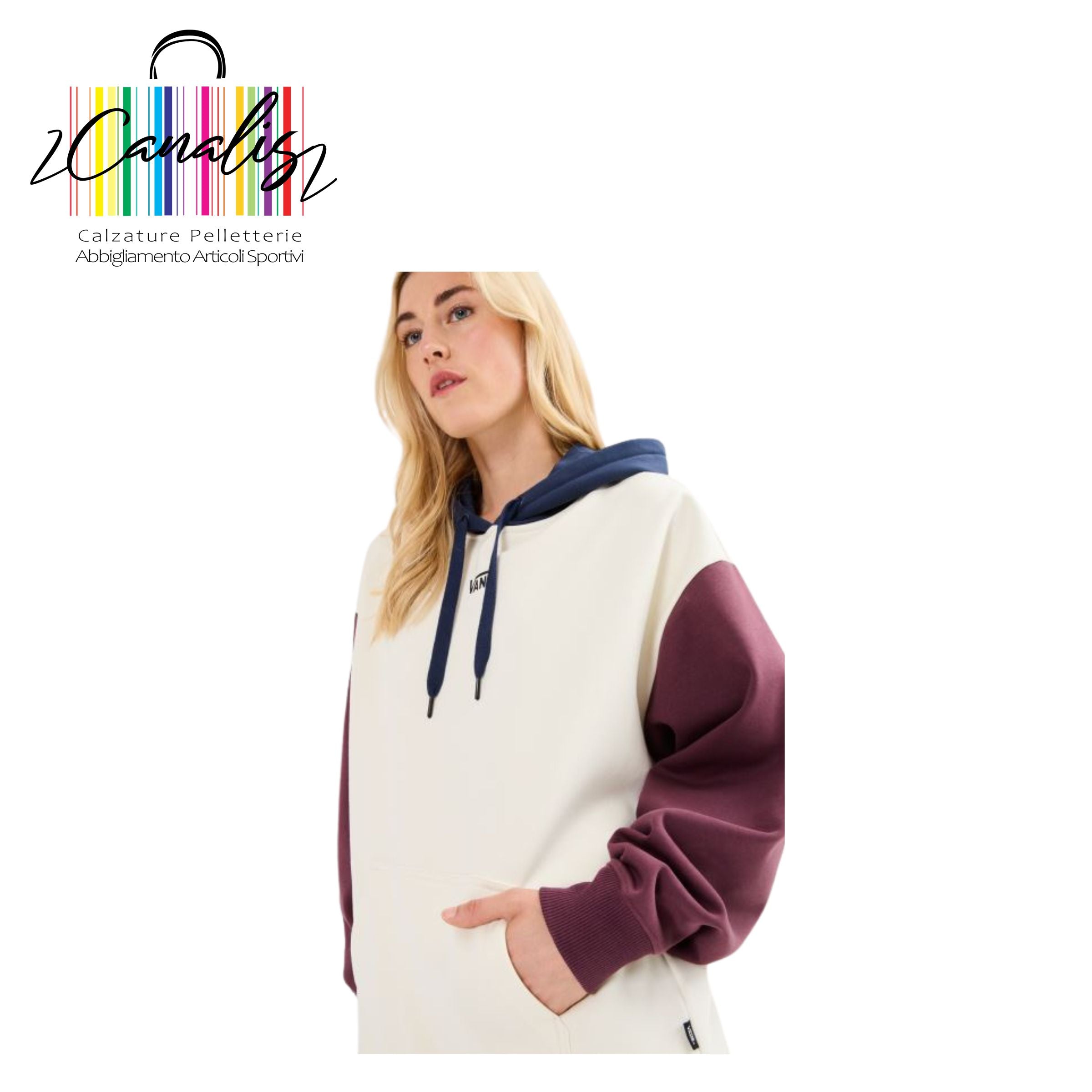 felpa donna VN000H29M6K1 COLORBLOCK OS PO TURTLE DOVE/DRE vans