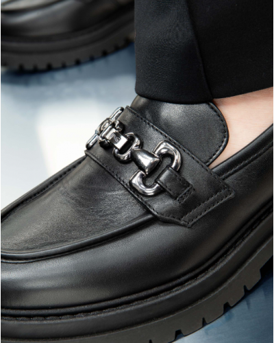 MOCASSINO DONNA PELLE  NERO  NERO GIARDINI   I217715D