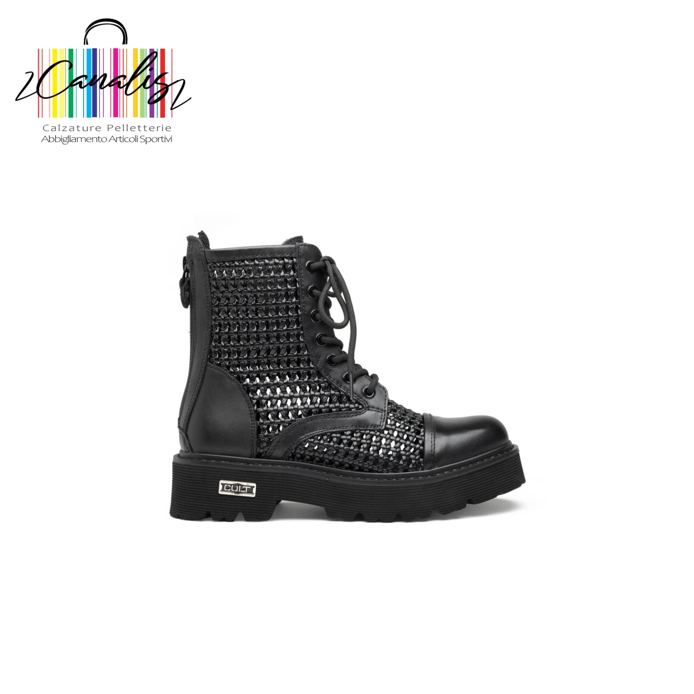 CLW421800 SLASH 4218 MID W LEATHER BLACK WEAV ING ANFIBIO CULT