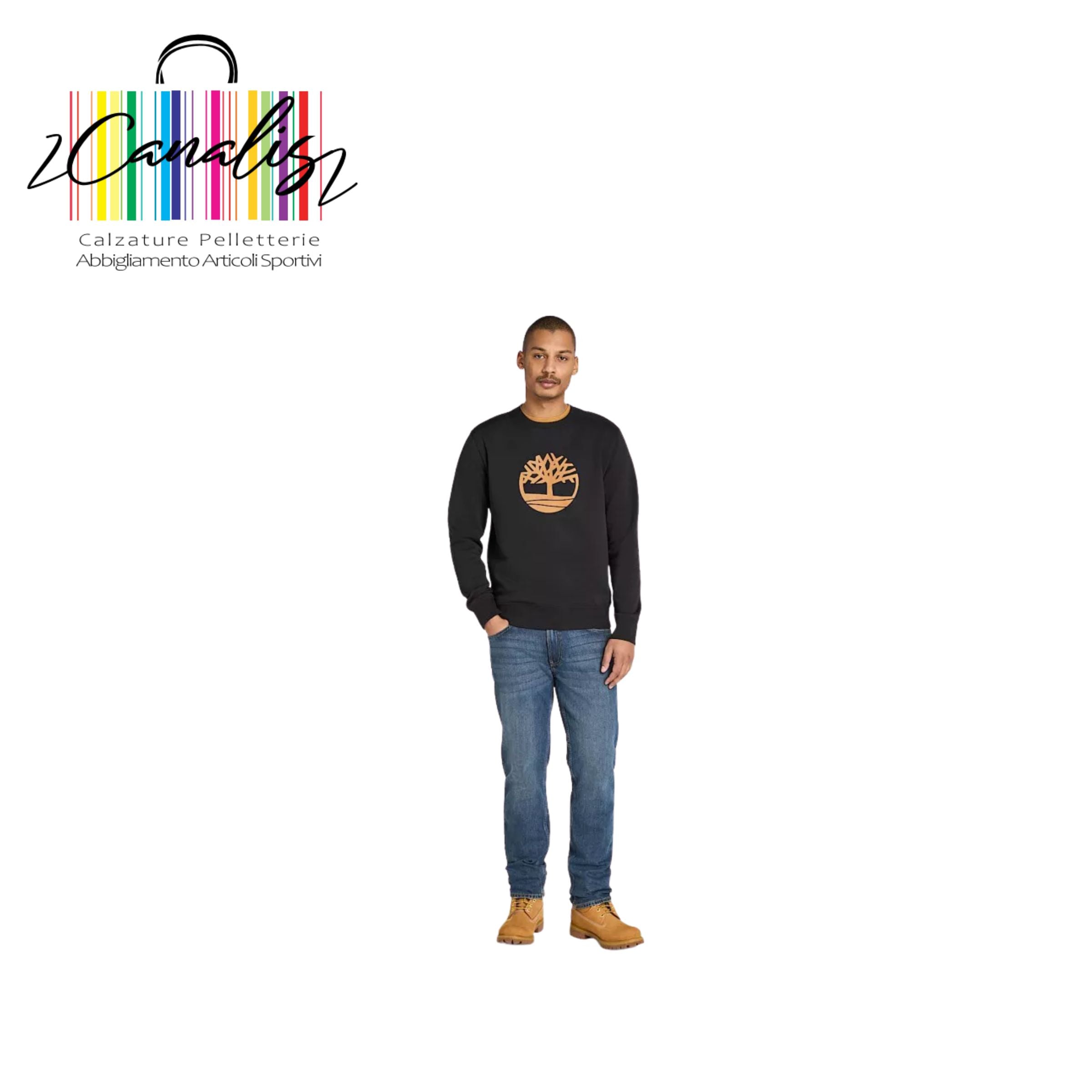 TB0A2BJ8P561 KENN Tree Logo Crew Neck Swe BLACK felpa girocollo TIMBERLAND