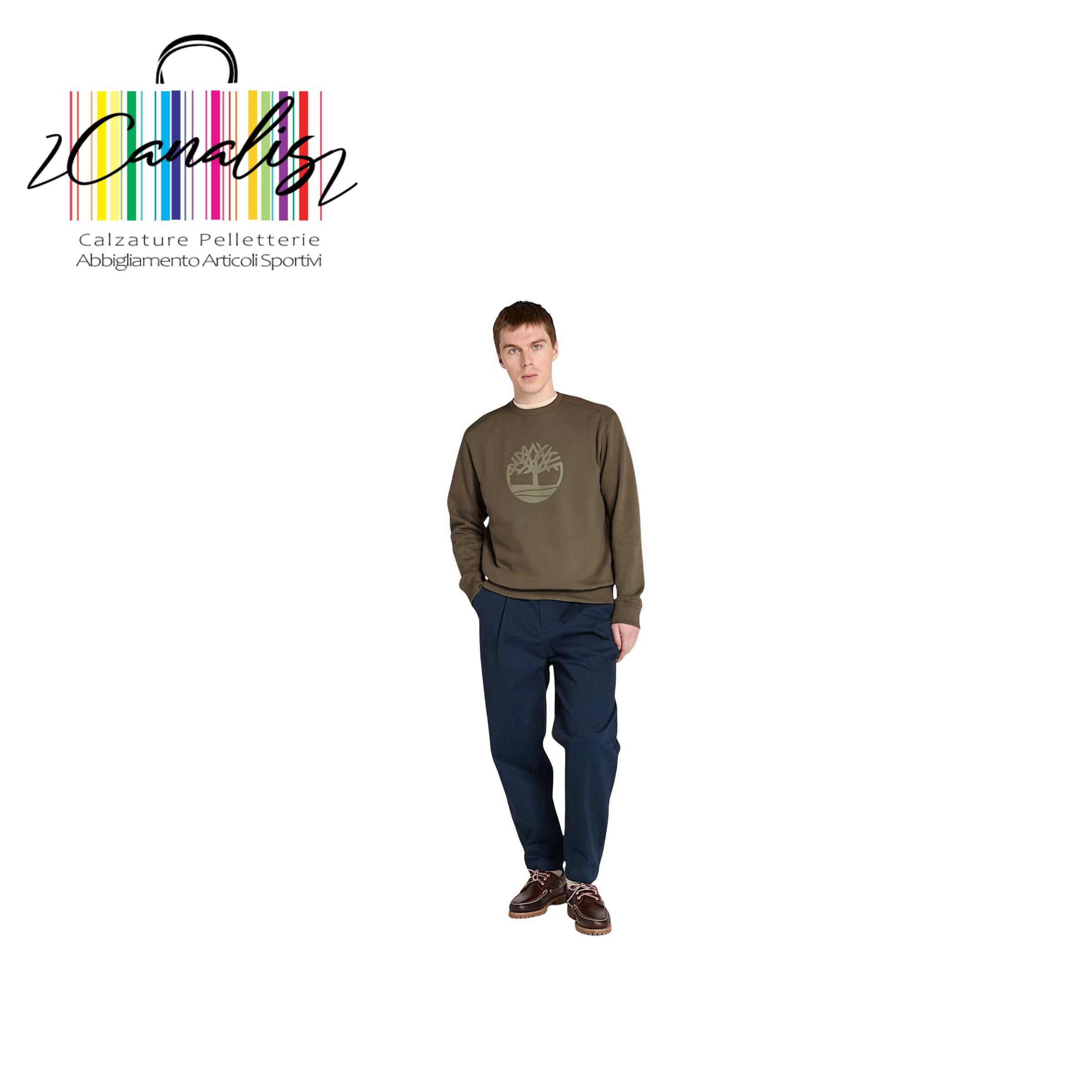 TB0A2BJ8A581 KENN Tree Logo Crew Neck Swe DKGR felpa girocollo uomo TIMBERLAND