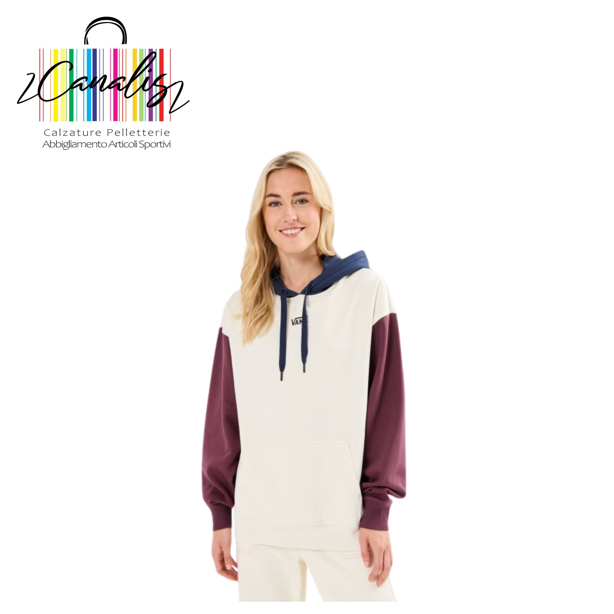 felpa donna VN000H29M6K1 COLORBLOCK OS PO TURTLE DOVE/DRE vans
