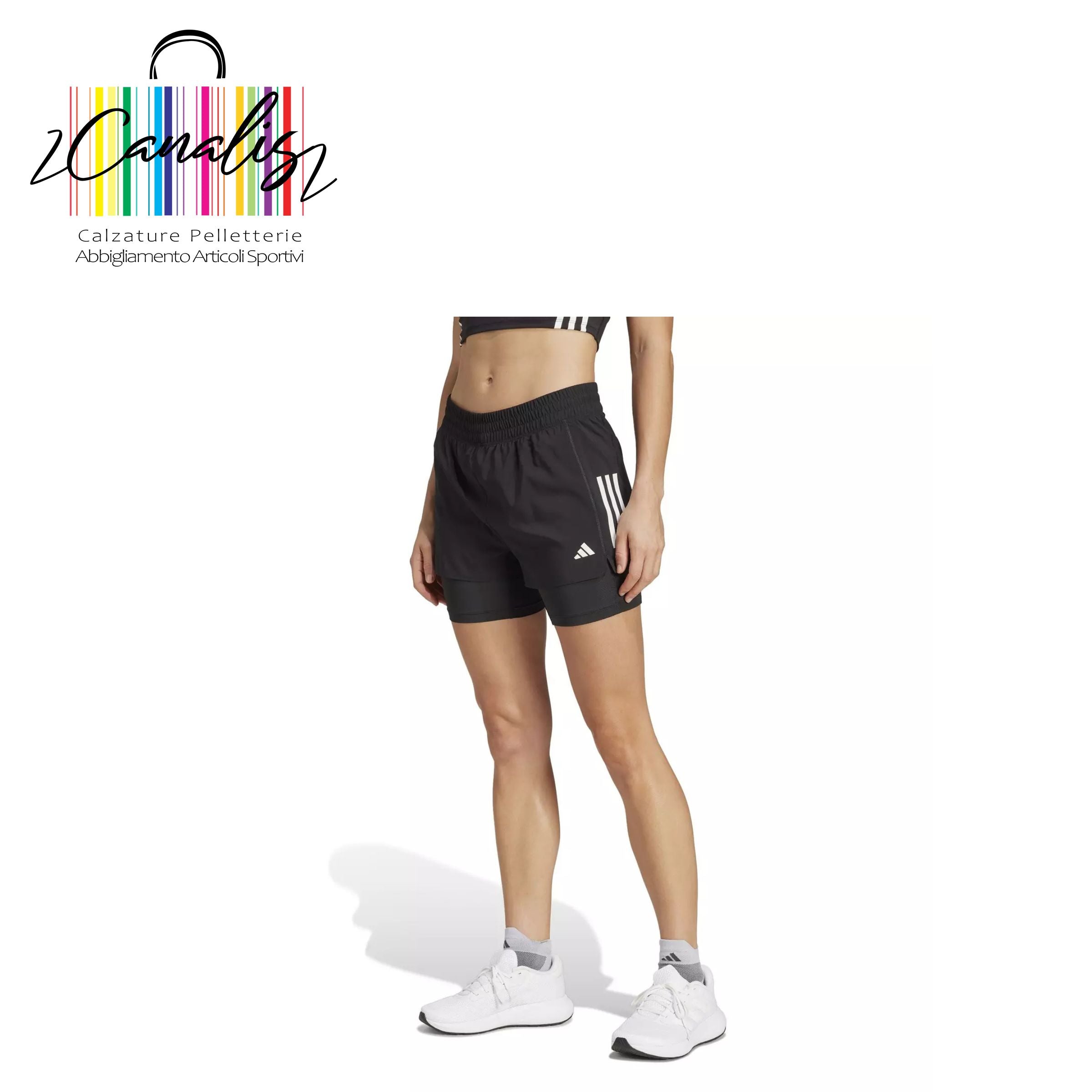 JM7644 OTR B S 2in1 W BLACK short donna adidas