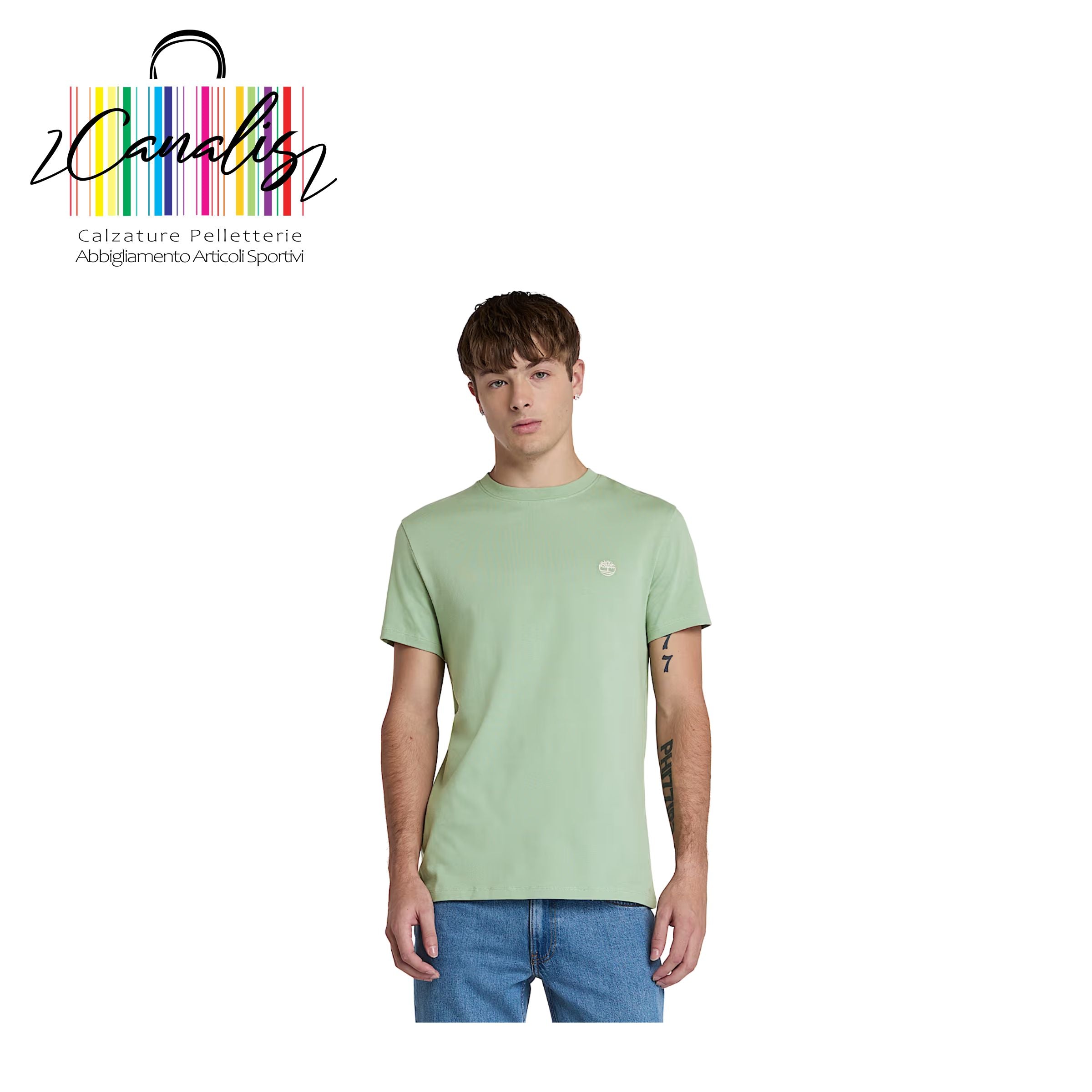 TB0A2BPREC61 DNRV Short Sleeve Tee LTGRN T-shirt a Maniche Corte Dunstan River da Uomo 
SLIM-FIT TIMBERLAND