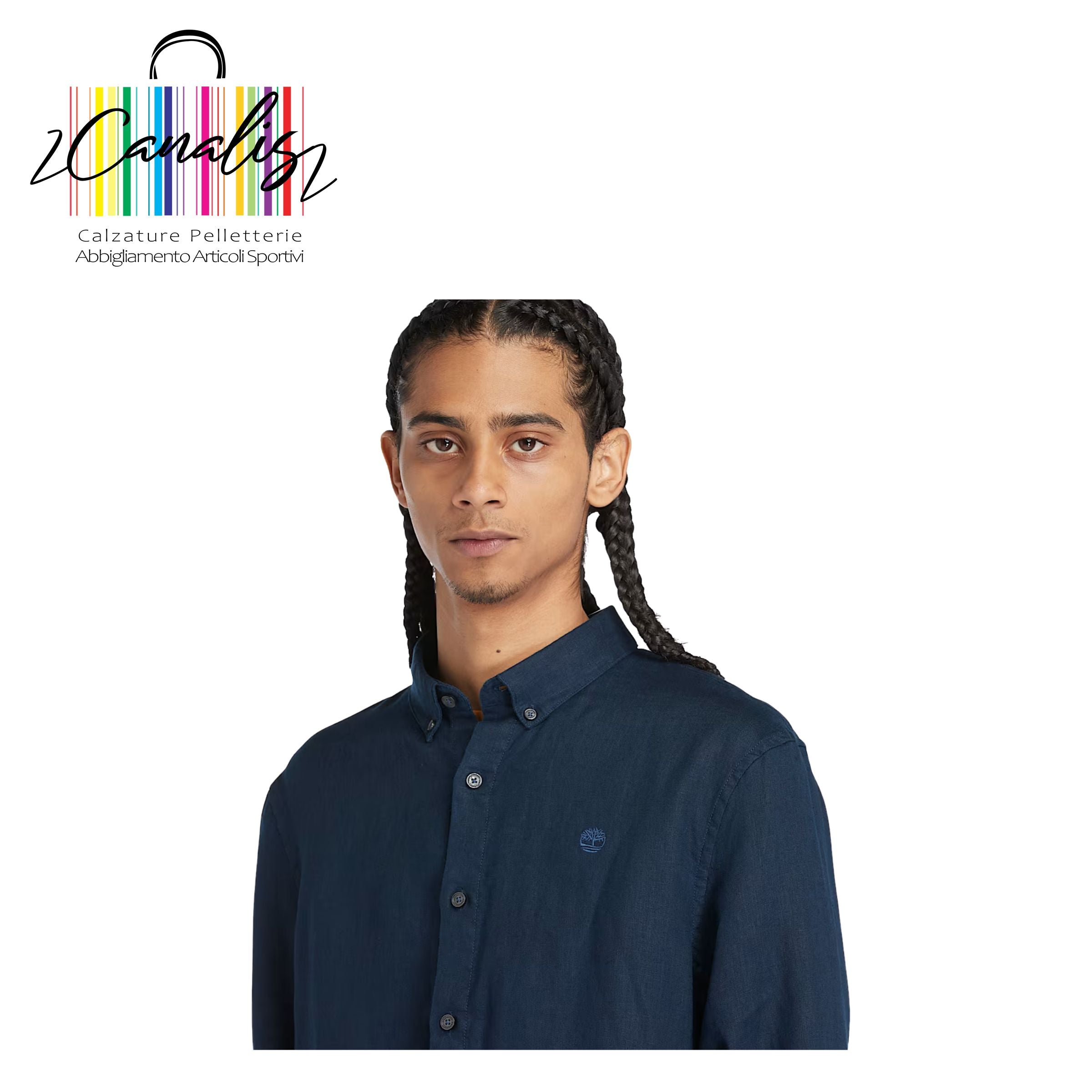 TB0A2DC32881 MBRK Linen Shirt DKBLU Camicia in Lino Mill Brook da Uomo in blu scuro TIMBERLAND