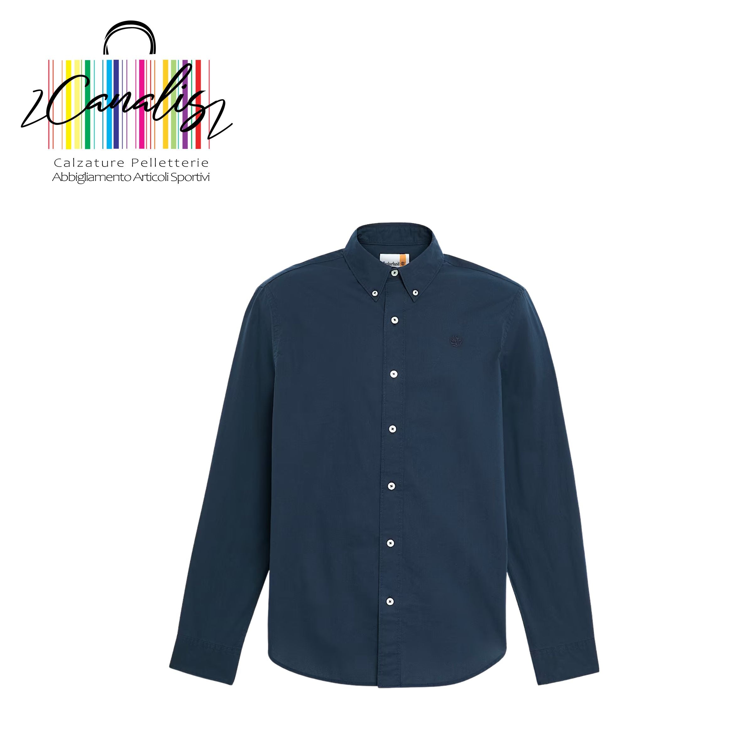 TB0A6GRH4331 Long Sleeve Stretch Pop NAVY Camicia a Maniche Lunghe in Popeline Elasticizzato da Uomo in blu scuro TIMBERLAND