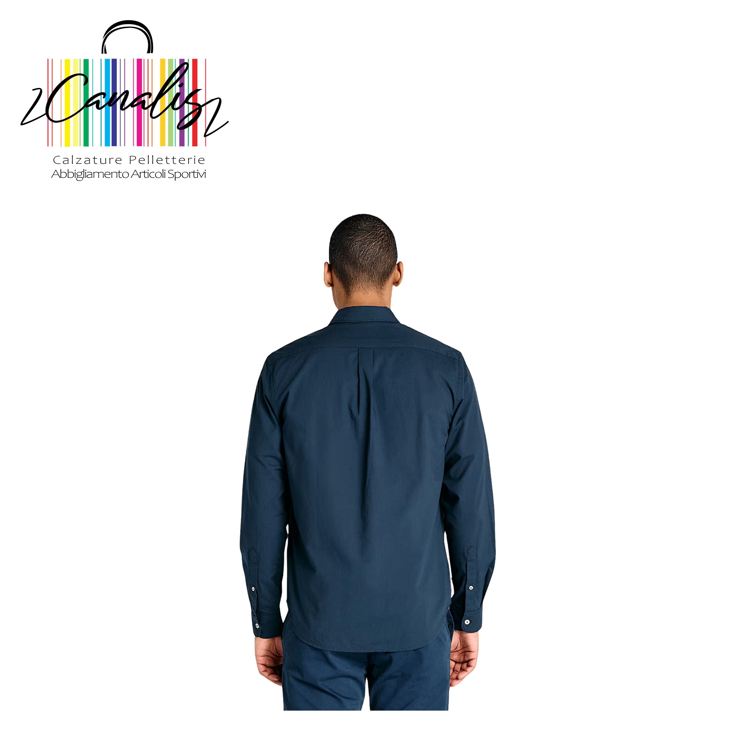 TB0A6GRH4331 Long Sleeve Stretch Pop NAVY Camicia a Maniche Lunghe in Popeline Elasticizzato da Uomo in blu scuro TIMBERLAND
